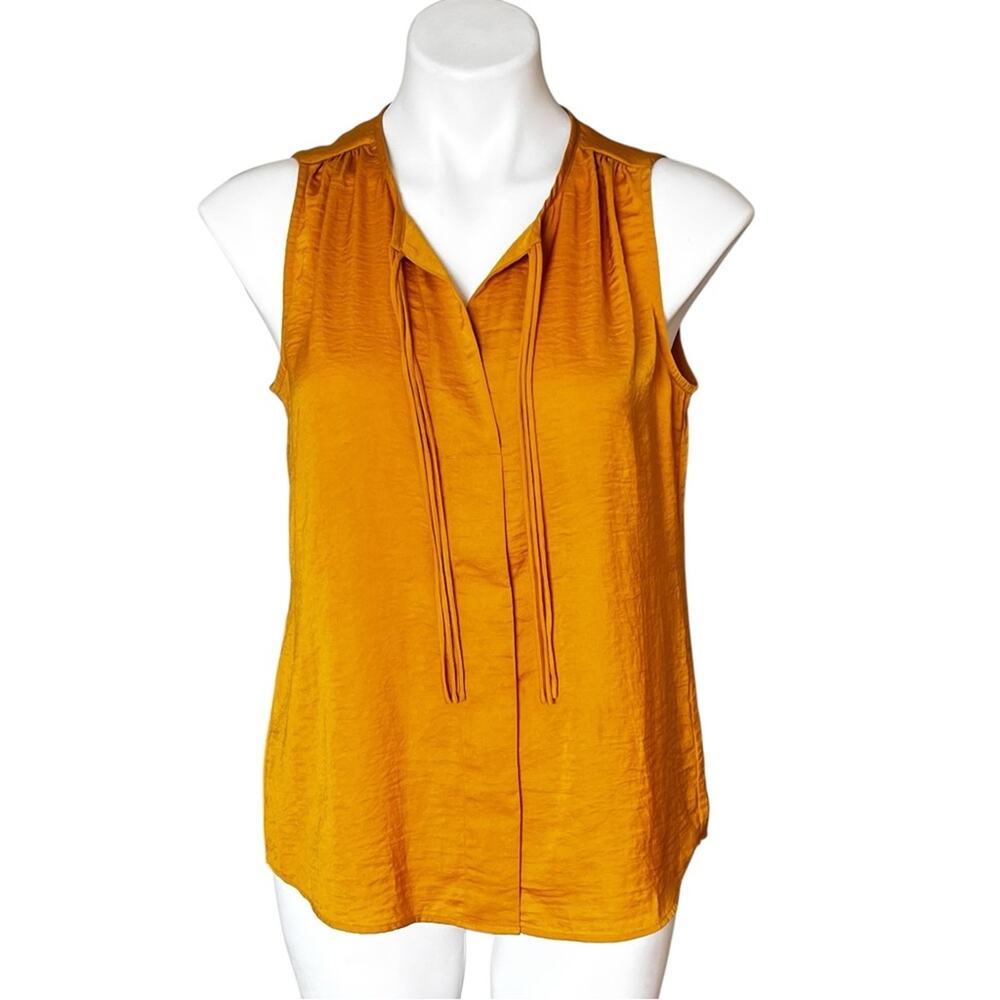 Cabi Sleeveless golden yellow Top tassel tie blouse size small - Picture 9 of 9
